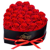 Glamour Boutique 27-rose heart box displays lasting elegance for gifting