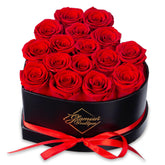 Glamour Boutique heart box with roses, a lasting decorative centerpiece
