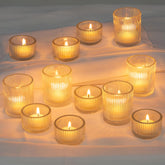 Glasseam ribbed clear votive holder for warm ambience in centerpieces