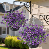 GLIDLION hanging basket with starry purple morning glory and eucalyptus for outdoor porch decor