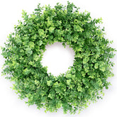 GLIDLION boxwood wreath on a front door adds timeless curb appeal all year