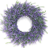 GLIDLION lavender-eucalyptus wreath on front door adds welcoming curb appeal