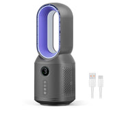 Globexis bladeless desk fan front view with safe cooling breeze