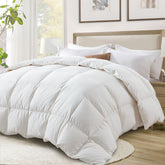 Globon ultra-soft down comforter on bed showing plush warmth and all-season use
