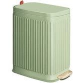 GloDeals Slim Trash Can with embossed surface adds elegance to the bathroom.
