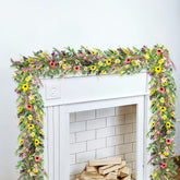 GLOMAXLY 2pc 6ft wildflower garland with lavender and daisies for bright indoor decor.