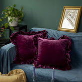 GLORY SEASON velvet throw pillow cover in amaranth adds subtle luxury to sofas