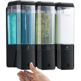 Glumzrk three-chamber shower dispenser keeps shampoo, conditioner, and body wash organized