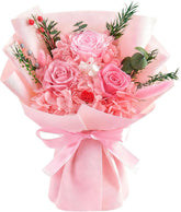 Gnifot preserved bouquet pink roses displaying lasting beauty in a gift-ready display