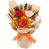 Gnifot preserved flowers bouquet orange rose displayed as a lasting centerpiece.