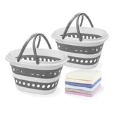 Goderewild 2-pack compact collapsible laundry baskets in gray, perfect for space-saving storage.