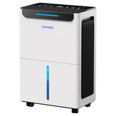 GoGuess basement dehumidifier showing 21-pint capacity for basement moisture control