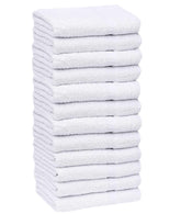 GOLD TEXTILES 12-pack white towels flatlay showing 15x25 size for everyday use