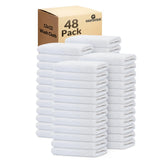 GOLD TEXTILES 48-pack white washcloths, 12x12 inches, bulk set for kitchen and bath