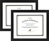 Golden State Art diploma frame front view in black with double mat for certificates