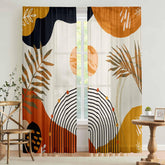 GOLDLAWN boho mid-century abstract leaves curtains in burnt orange and yellow add warm color to living room