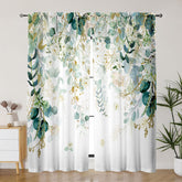 GOLDLAWN Gold Green Curtains with leaf pattern for a vibrant living room ambiance