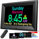 Goloza 7 inch dementia clock front view highlighting large display for easy time reading