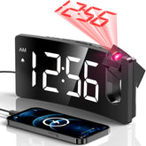 GOLOZA projection alarm clock with 180-degree projector arm for flexible wall viewing.