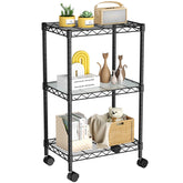 Golpart small 3-tier wire shelving unit with wheels for easy room-to-room organization.