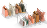 GoMaihe bag organizer with four adjustable shelves for upright purse storage