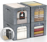 GoMaihe clothes storage bin with metal frame and 4-pack stackability for organized closets.