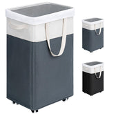 Goodpick laundry basket with wheels, 75L capacity for easy transport.