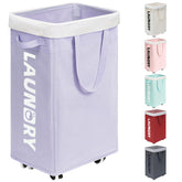 Goodpick laundry basket with wheels front view for easy transport.