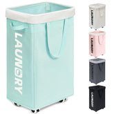 Goodpick rolling laundry basket with wheels for smooth room-to-room transport.