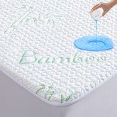 GOONIK Queen Mattress Protector waterproof close-up showing stain resistance and freshness