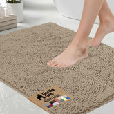 GORILLA GRIP bath rug with soft chenille pile for cozy feet after a shower.