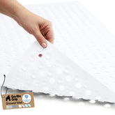 GORILLA GRIP Patented bath tub mat secures in place for safer, steadier showers.