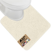 Gorilla Grip Plush absorbent shaggy chenille rug around the oval toilet base for warmth