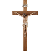 Grace4Joy olive wood cross front view showing natural grain and warmth as home decor