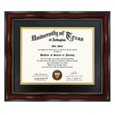 GraduationMall 8.5x11 frame with black over gold mat showcases certificates elegantly.