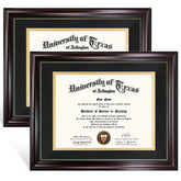 GraduationMall 8.5x11 frame with black over gold mat highlights certificates.