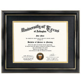 GraduationMall diploma frame with black over gold mat protects 8.5x11 certificates while showcasing style.