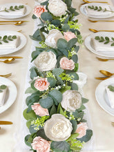 Grandeal 2-pack eucalyptus garland with white peonies and pink roses for lush wedding decor.