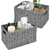 GRANNY SAYS gray wicker baskets with handles, overall set for quick organization