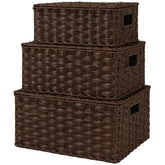 GRANNY SAYS wicker baskets with lids full set neatly displayed for space-saving storage.