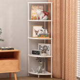 Greatseas 5-tier corner shelf stand in marble white for compact storage