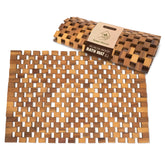 Green Alluvium Acacia wood bath mat with non-slip surface for bathroom safety