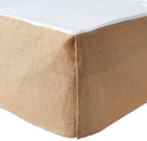 Greenland Home Burlap Bed Skirt Queen front view highlights rustic natural fabric.