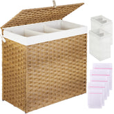 Greenstell laundry hamper with lid featuring natural finish and 125L capacity