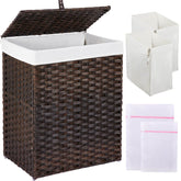 GREENSTELL laundry hamper with lid showing 90L capacity for easy sorting