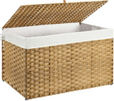 GREENSTELL storage basket with lid front view helps keep blankets organized and dust-free.