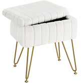 Greenstell vanity stool with faux fur seat provides cozy seating for grooming tasks.