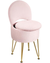 GREENSTELL vanity stool with plush faux fur seat, inviting cozy seating.