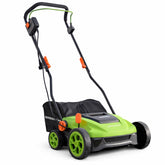 GreenSweep TurfoMax front view demonstrates efficient debris pickup on artificial turf.