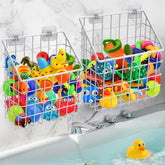 Greentainer bath toy storage basket with rustproof steel wire for clutter-free tubs.